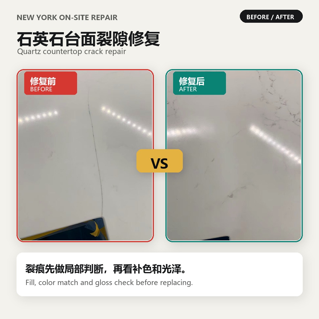 石英石台面裂隙修复